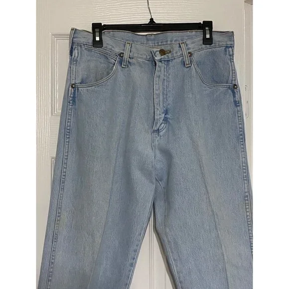 Wrangler Men’s Vintage Straight Leg Jeans 32x34 Light Blue - Picture 3 of 15